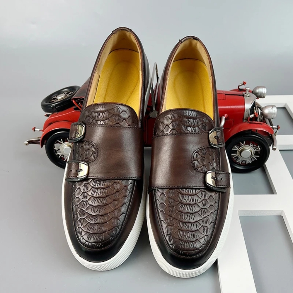 Men's Elegant Brown Leather Sneakers